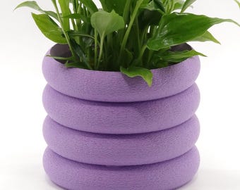 Ripple Pot – Moderne plantenbak met textuur | Lila milieuvriendelijke bloempot | Minimalistisch decor | Romvos-ontwerp