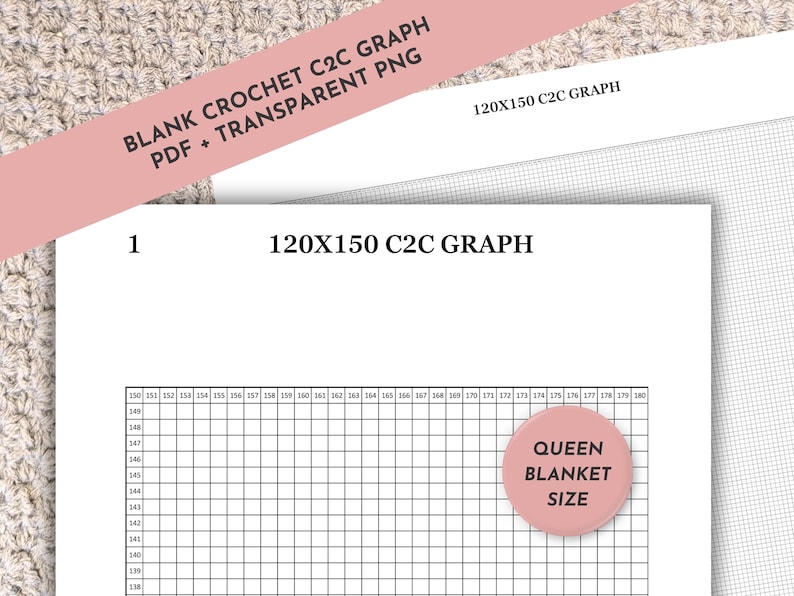 120X150 C2C Blanket Crochet Chart Blank C2C Graph C2C Crochet Pattern ...