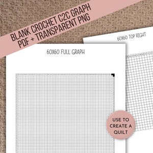 Gráfico C2C en blanco de 60 x 60 para patrón de crochet C2C, herramienta de patrón de manta cuadrada, arte de píxeles de esquina a esquina, gráfico de crochet de manta C2C