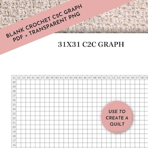 31X31 Blank C2C Graph for C2C Crochet Pattern Square Blanket Pattern Tool Corner to Corner Pixel Art Pixel Crochet C2C Blanket Crochet Chart