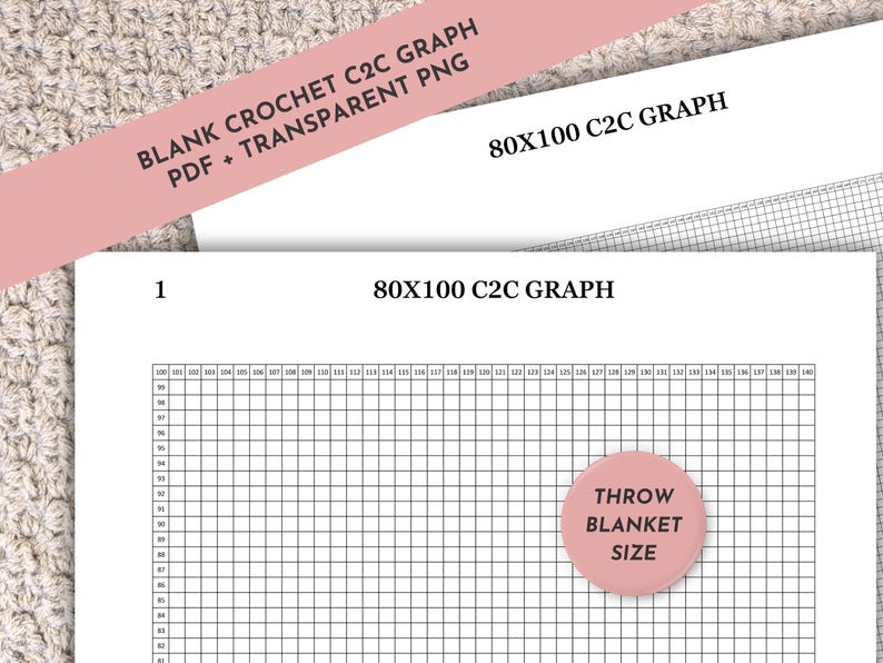 80X100 C2C Blanket Crochet Chart Blank C2C Graph C2C Crochet Pattern ...