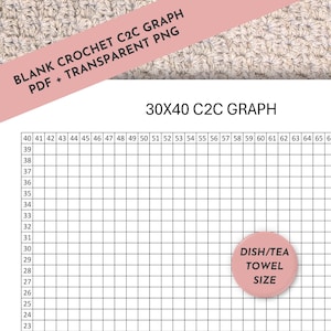 30X40 C2C Blanket Crochet Chart Blank C2C Graph C2C Crochet Pattern Dish Towel Pattern Tool Corner to Corner Pixel Art Crochet Tea Towel