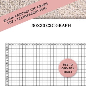 30X30 Blank C2C Graph for C2C Crochet Pattern Square Blanket Pattern Tool Corner to Corner Pixel Art Pixel Crochet C2C Blanket Crochet Chart