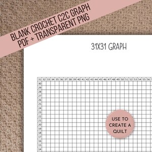 31X31 Blank C2C Graph for C2C Crochet Pattern Square Blanket Pattern Tool Corner to Corner Pixel Art Pixel Crochet C2C Blanket Crochet Chart
