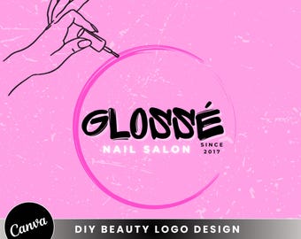 Diy Beauty Logo Design, Logo Templates:Nail, Hair, Braids Lash Wig, Mua (Canva Editable Premade Business logo Templates)