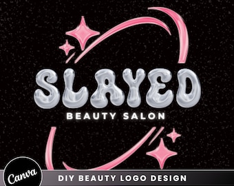 Diy Beauty Logo Design, Logo Templates:Nail, Hair, Braids Lash Wig, Mua (Canva Editable Premade Business logo)