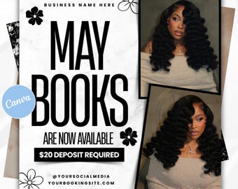 May Booking Flyer, May Books, Mother's Day, May Bookings, Hair, Nails, Lashes, Makeup, May Appointment, Canva Flyer, Canva Editable Template