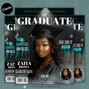 Digital Graduation Invitation Magazine Style, Editable Flyer, Class of 2025, Graduation Party, Premade Event Flyer Design, Grad Template