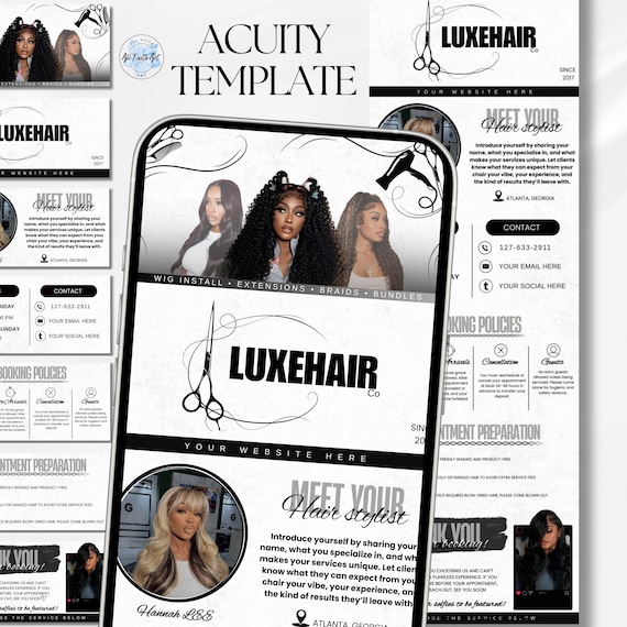 Acuity Scheduling Template: Diy Booking Website for Hair Nail Hair Braids Lash Wig Makeup (Editable Canva Template)