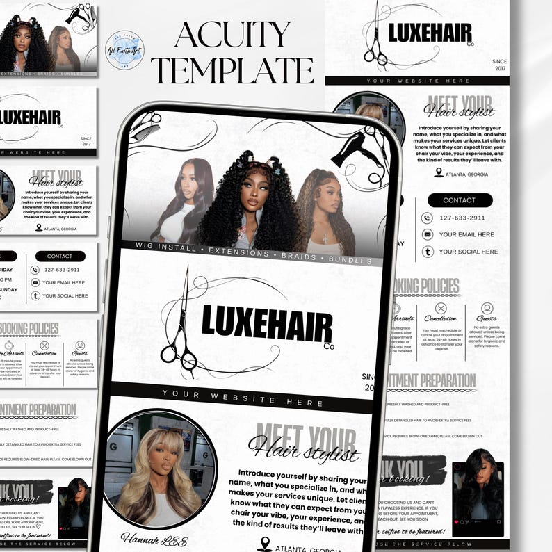 Acuity Scheduling Template: Diy Booking Website for Hair Nail Hair Braids Lash Wig Makeup (Editable Canva Template) image 1