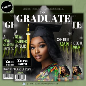Digital Graduation Invitation Magazine Style, Editable Flyer, Class of 2025, Graduation Party, Premade Event Flyer Design, Grad Template