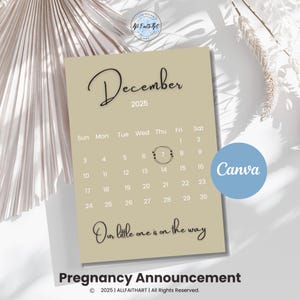 Faire-part de grossesse, calendrier de faire-part, modèle de faire-part de bébé, faire-part de mari, Surprise, en attendant modifiable imprimable