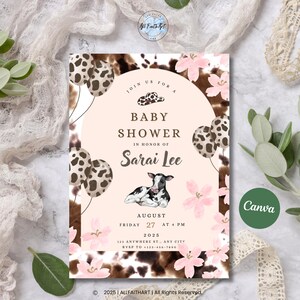 Editable Cowgirl Baby Shower Invitation Template, Country Girl Baby Shower Invite, Pink Western Invitation