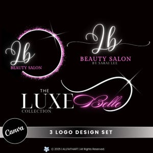 Diy Beauty Logo Set, Logo Templates:Nail, Hair, Braids Lash Wig, Mua (Canva Editable Premade Business logo Templates)