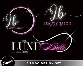 Diy Beauty Logo Set, Logo Templates:Nail, Hair, Braids Lash Wig, Mua (Canva Editable Premade Business logo Templates)