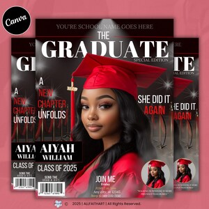Digital Graduation Invitation Magazine Style, Editable Flyer, Class of 2025, Graduation Party, Premade Event Flyer Design, Grad Template