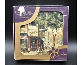 Posavasos vintage de 10 cm (4") - Pimpernel "Escenas parisinas" - Juego de 6 NUEVOS *Lea y vea las fotos