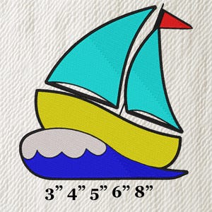 Sailboat Applique Embroidery Design – Nautical Machine Embroidery Pattern– Beach Summer Boat Design – Instant Download