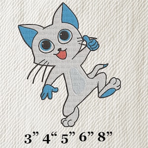 Cartoon Kitten Machine Embroidery Design – Cute Playful Cat Digital Embroidery File – Instant Download