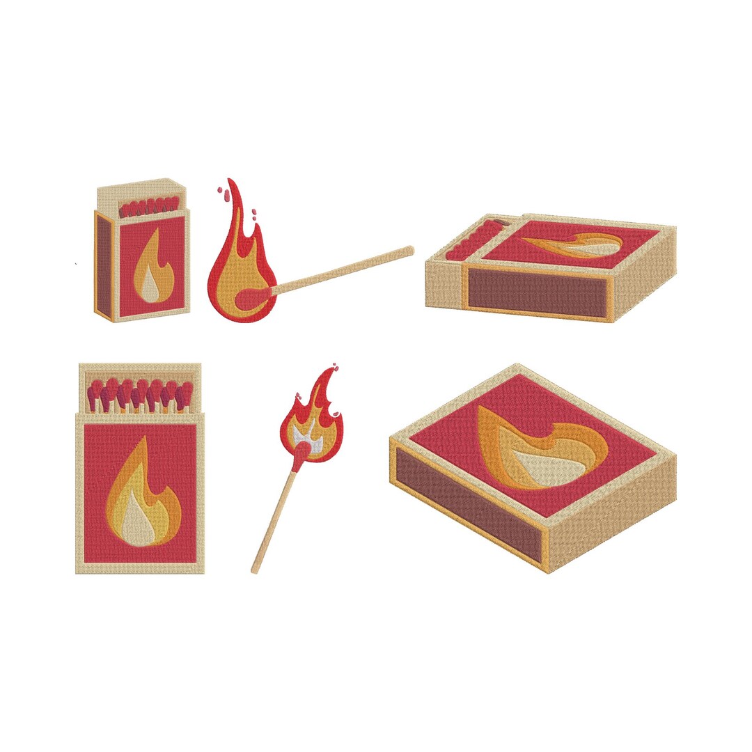 Match Box Stick Patterns Matchbox Stick Embroidery Design, Match Stick Embroidery File, Fire ...