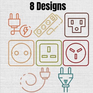 Broderidesignpaket med eluttag, maskinbroderifil för eluttag, direktnedladdning, storlek 7