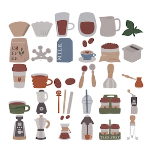 Broderidesignpaket för kafé, maskinbroderifil för cafébarista, koppmugg, direktnedladdning, storlek 7