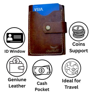 Handmade Dark Brown Trifold Cowhide Leather Wallet – Stylish & Durable Card Holder