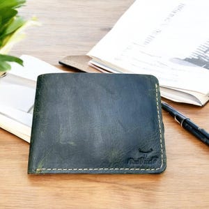Handgefertigte Grüne Leder Geldbörse - Einzigartiges Design mit Karten- & Bargeldhalter