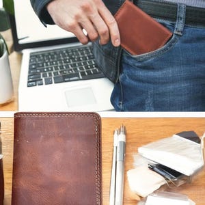 Handmade RFID Trifold Cowhide Leather Wallet – Stylish & Durable Card Holder