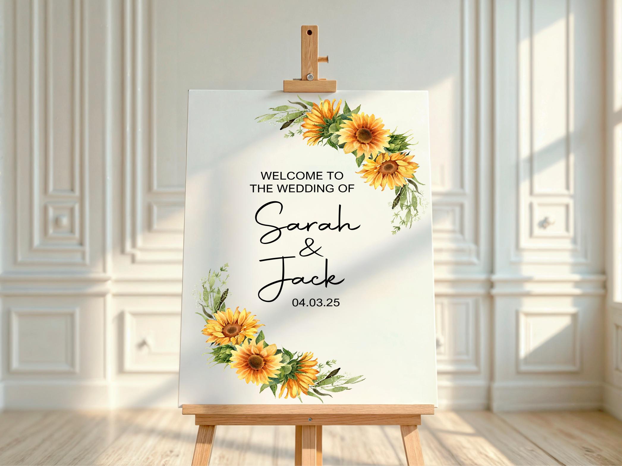 Sunflower Wedding Welcome Sign Rustic Floral Garden Decor