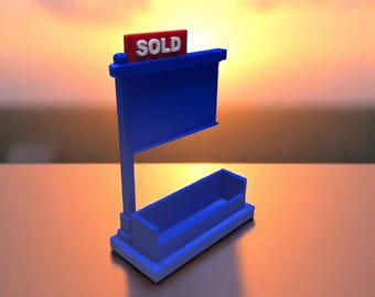Realtor Business Card Holder with "SOLD" Sign – Real Estate Desk Display for Agents