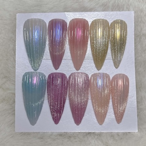 Wedding nails ,Rainbow Nails hand painted nail,custom press on nails,3D Nails,Campanula Nails,Acrylic Nails  ,Pink nails,Floral Nails