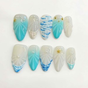 Wedding nails ,Cute Nails hand painted nail,custom press on nails,3D Nails,Campanula Nails,Acrylic Nails  ,French nails,Floral Nails