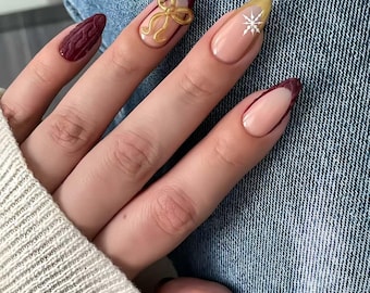 Wedding nails ,Snowflake Nails hand painted nail,French nails,custom press on nails,3D Nails,Acrylic Nails,Pink Nails