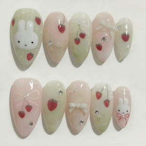 Wedding nails ,Cute Nails hand painted nail,custom press on nails,3D Nails,Campanula Nails,Acrylic Nails  ,French nails,Floral Nails