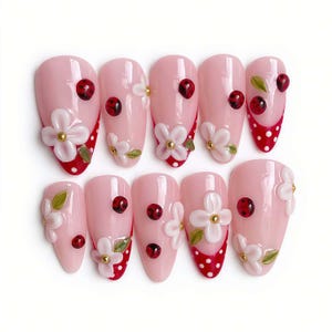 Wedding nails ,Cute Nails hand painted nail,custom press on nails,3D Nails,Campanula Nails,Acrylic Nails  , nails,painting Nails,Girl gift