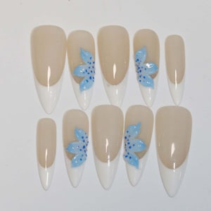 Wedding nails ,Flower Nails hand painted nail,custom press on nails,3D Nails,Campanula Nails,Acrylic Nails  ,French nails,Floral Nails,gift