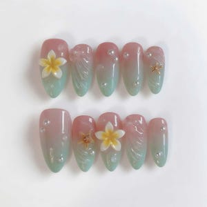 Wedding nails ,Y2K Nails hand painted nail,custom press on nails,3D Nails,Campanula Nails,Acrylic Nails  ,Girl nails,French Nails,Girl gift