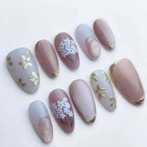 Wedding nails ,Y2K Nails hand painted nail,custom press on nails,3D Nails,Campanula Nails,Acrylic Nails  ,Girl nails,French Nails,Girl gift