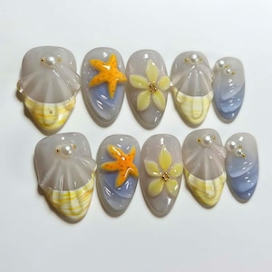 Wedding nails ,Cute Nails hand painted nail,custom press on nails,3D Nails,Campanula Nails,Acrylic Nails  ,French nails,Floral Nails