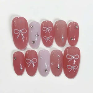 Wedding nails ,Flower Nails hand painted nail,custom press on nails,3D Nails,Campanula Nails,Acrylic Nails  ,Bow nails,Cute Nails,gift