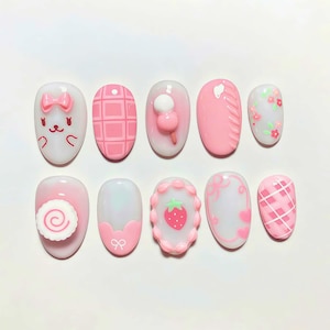 Wedding nails ,Cute Nails hand painted nail,custom press on nails,3D Nails,Campanula Nails,Acrylic Nails  ,French nails,Floral Nails