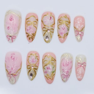 Wedding nails ,Flower Nails hand painted nail,custom press on nails,3D Nails,Rose Nails,Acrylic Nails  ,Stiletto nails,Nails,Girl gift.gift