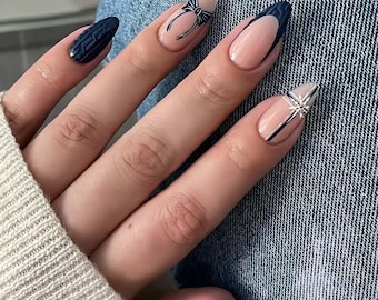 Wedding nails ,Snowflake Nails hand painted nail,French nails,custom press on nails,3D Nails,Acrylic Nails,Pink Nails