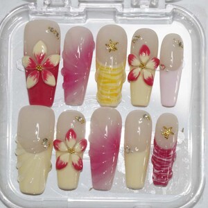 Wedding nails ,Flower Nails hand painted nail,custom press on nails,3D Nails,Campanula Nails,Acrylic Nails  ,French nails,Floral Nails,gift