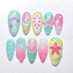 Wedding nails ,Cute Nails hand painted nail,custom press on nails,3D Nails,Campanula Nails,Acrylic Nails  ,French nails,Floral Nails