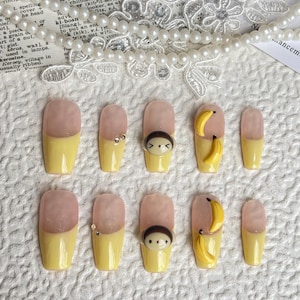 Wedding nails ,French Nails hand painted nail,custom press on nails,3D Nails,Campanula Nails,Acrylic Nails  ,Cute nails,Floral Nails