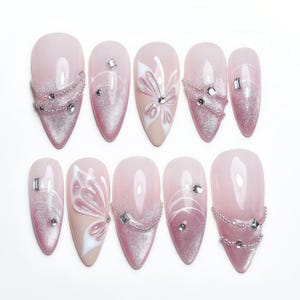 Wedding nails ,Flower Nails hand painted nail,custom press on nails,3D Nails,Campanula Nails,Acrylic Nails  ,Almond nails,Floral Nails,Gift