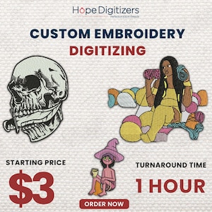 Custom Embroidery Digitizing - Logo Digitizing - Image Digitize - Cartoon Image to Embroidery -Machine Embroidery design
