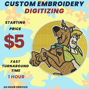 Scooby-Doo and Shaggy Embroidery Design - Cartoon Machine Embroidery File - Hoop Art for Kids and Fans - DST PES Formats - Image Digitize